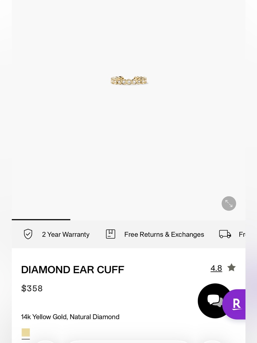 Mejuri 14k Yellow Gold Diamond Ear Cuff